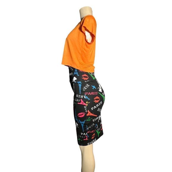 Cleo Paris Skirt & Top Set black body con skirt multi colored crop top options - Picture 16 of 16
